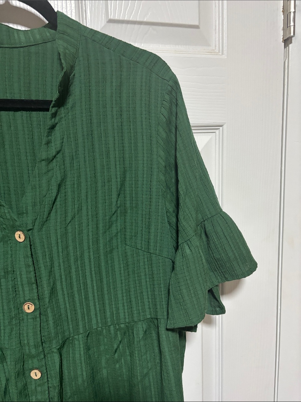 SHEIN Green Button-Front Tiered Midi Dress - Picture 3 of 4